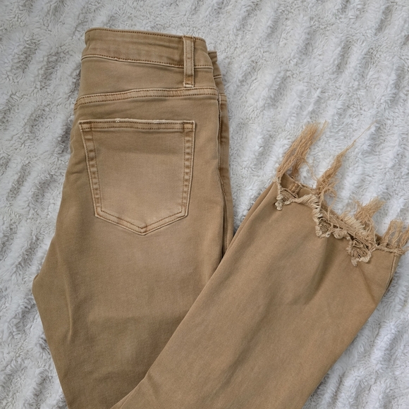Vervet Tan Distressed Flare Jeans - Picture 2 of 6
